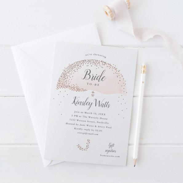 Elegant Rose Gold Confetti Pink Bridal Shower Invitations