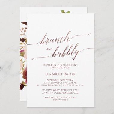 Elegant Rose Gold | Floral Brunch & Bubbly Invitations