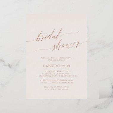Elegant Rose Gold Foil | Blush Pink Bridal Shower Foil Invitations