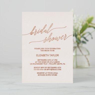 Elegant Rose Gold Foil | Blush Pink Bridal Shower Foil Invitations