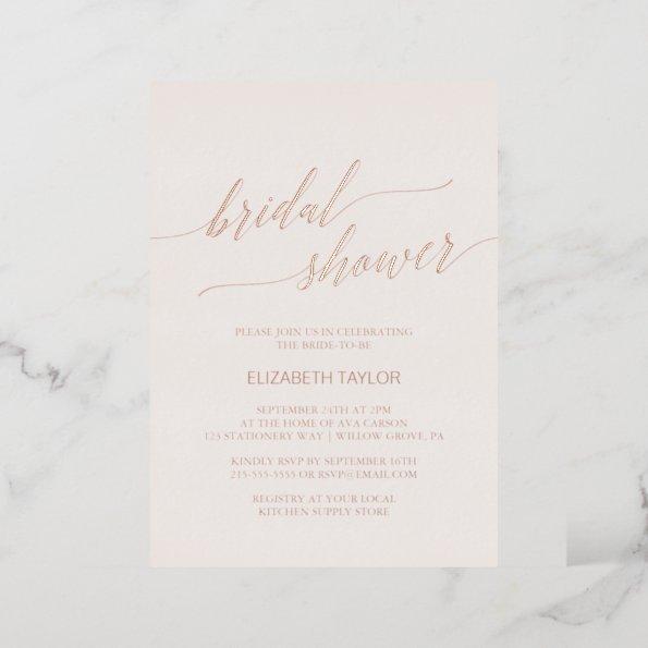Elegant Rose Gold Foil | Blush Pink Bridal Shower Foil Invitations