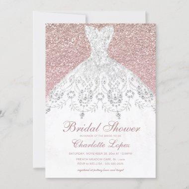 Elegant Rose Gold Glitter Blush Bridal Shower Invi Invitations