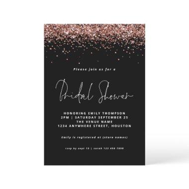 Elegant Rose Gold Glitter  Black