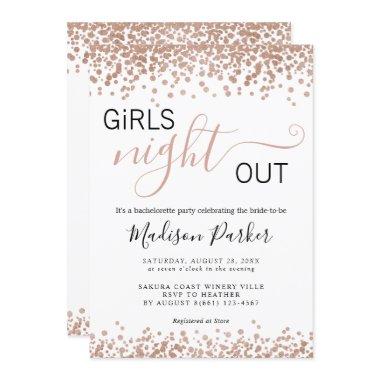 Elegant Rose Gold Glitters White Bachelorette Invitations