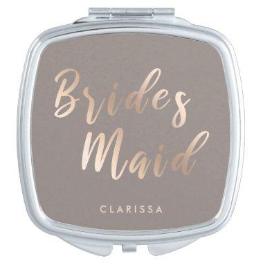 Elegant rose gold & grey bridesmaid compact mirror