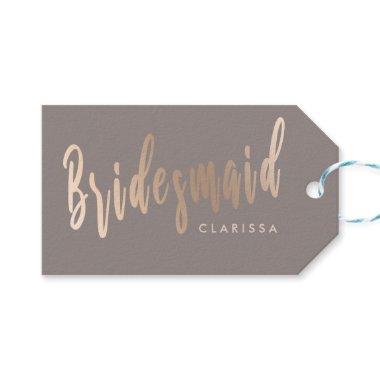 Elegant rose gold & grey bridesmaid gift tags
