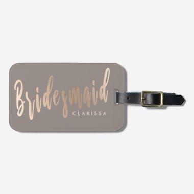 Elegant rose gold & grey bridesmaid luggage tag
