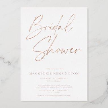 Elegant Rose Gold Marble Bridal Shower Foil Invitations