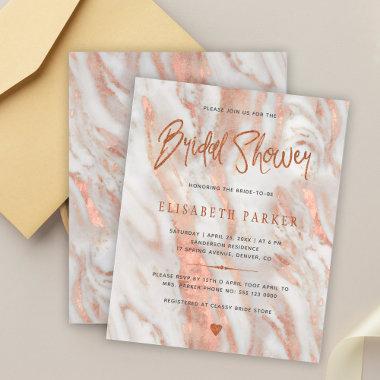 Elegant rose gold marble bridal shower Invitations