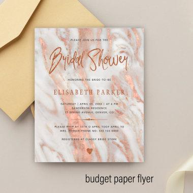 Elegant rose gold marble bridal shower Invitations flyer