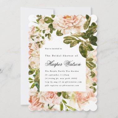 Elegant Rose Romance Bridal Shower Invitations