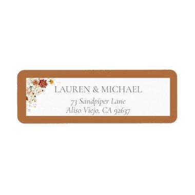 Elegant Rust Orange Bridal Shower Return Address Label