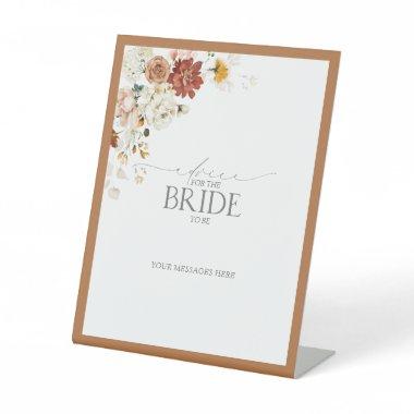 Elegant Rust Orange Floral Advice To The Bride Pedestal Sign