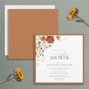 Elegant Rust Orange Watercolor Couples Shower Invi Invitations