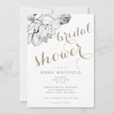 Elegant Rustic Apple Art Drawing Bridal Shower Invitations