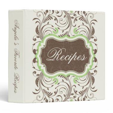 Elegant Rustic Brown Green Floral Recipe Binder