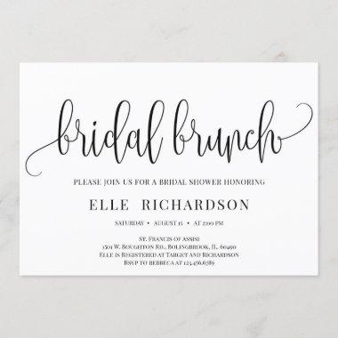 Elegant rustic calligraphy lettering bridal brunch Invitations
