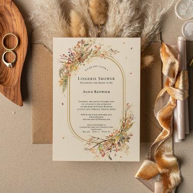 Elegant Rustic Fall Beige Wedding Lingerie Shower Invitations