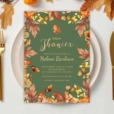 Elegant Rustic Fall Bridal Shower Autumn Invitations