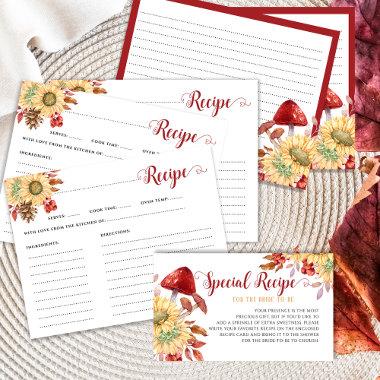 Elegant Rustic Fall Floral Bridal Shower Recipe Enclosure Invitations