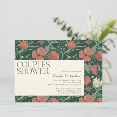 Elegant Rustic Green Floral Couples Shower Invitations