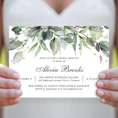 Elegant Rustic Greenery Bridal Brunch Invitations
