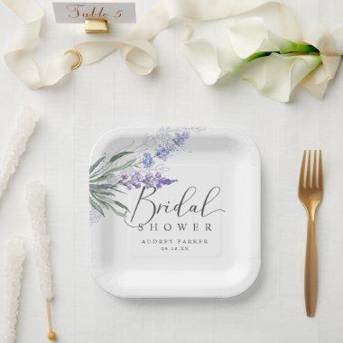 Elegant Rustic Lavender Bridal Shower Paper Plates