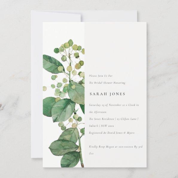 Elegant Rustic Leaf Foliage Greenery Bridal Shower Invitations