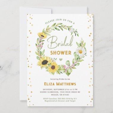 Elegant Rustic Sunflower Bridal Shower Fall Autumn Invitations