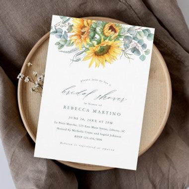 Elegant Rustic Sunflower Bridal Shower Invitations