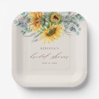 Elegant Rustic Sunflower  Paper Plates