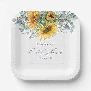 Elegant Rustic Sunflower Bridal Shower Paper Plates