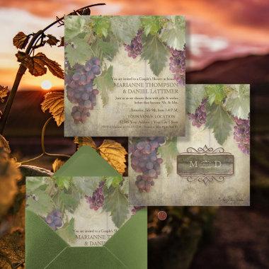 Elegant Rustic Vineyard Winery Fall Couples Shower Invitations
