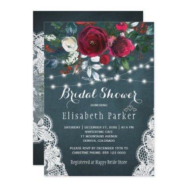 Elegant rustic winter floral lace