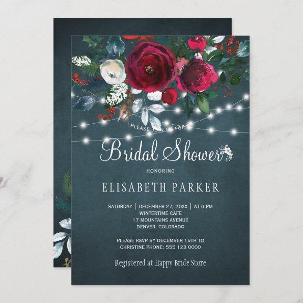 Elegant rustic winter peony roses bridal shower Invitations