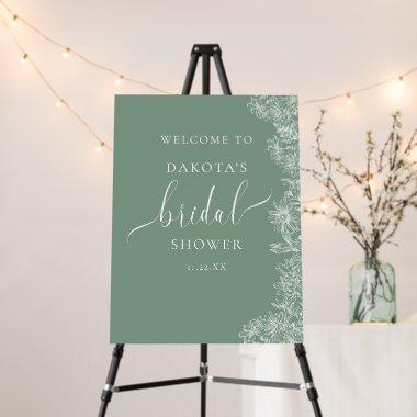 Elegant Sage Green and White Floral  Foam Board