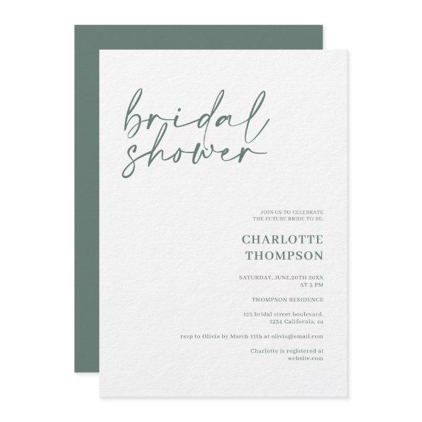 Elegant sage green casual script