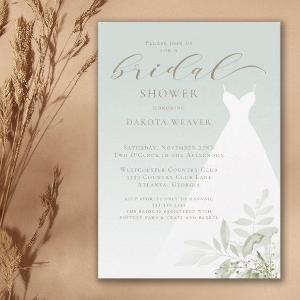 Elegant Sage Green Greenery Bridal Shower Invitations