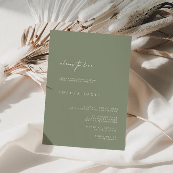 Elegant Sage Green Modern Bridal Shower Invitations