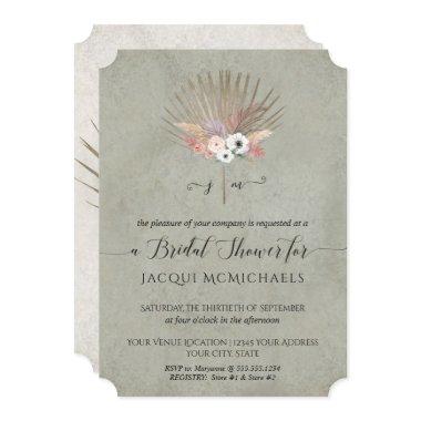 Elegant Sage Green Tropical Floral Bridal Shower Invitations