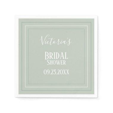 Elegant Sage Green White Modern Bridal Shower Napkins