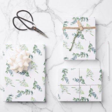 Elegant Sage Greenery Watercolor Botanical Foliage Wrapping Paper Sheets