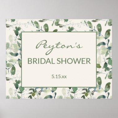Elegant Sage Moss Green Eucalyptus Bridal Shower Poster