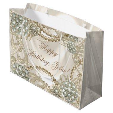 Elegant Satin Pearl Ivory Large Gift Bag