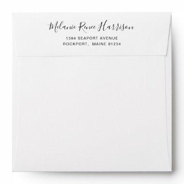 Elegant Script Black and White Simple Envelope
