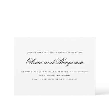 Elegant Script Black White Formal Wedding Shower