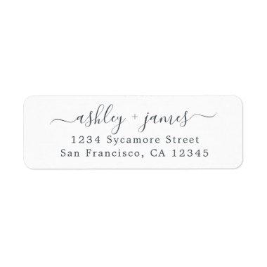Elegant Script Black White Return Address Label