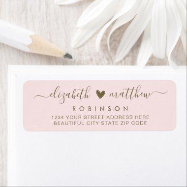 Elegant Script Blush Gold Wedding Return Address Label