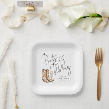 Elegant Script Boots and Bubbly  Paper Plates