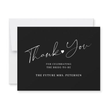 Elegant script bridal shower black and white thank you Invitations